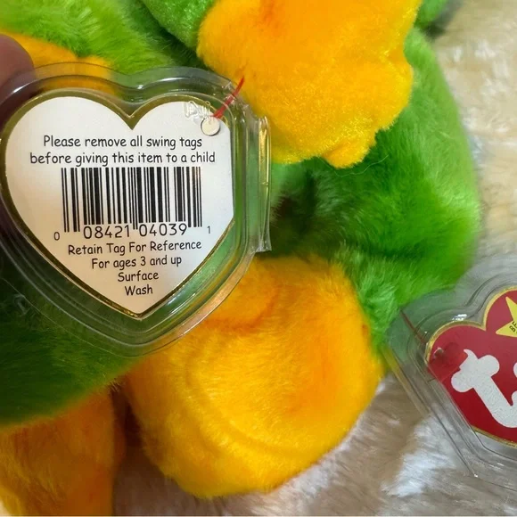 Ty Green and Yellow Frog Stuffed Animal - Picture 8 of 13